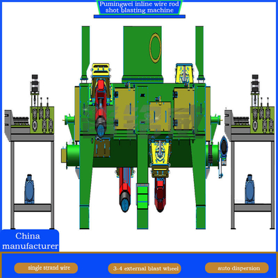 130 mm Max-diameter PMW-DX3-22/38 Online Continuous Wire Rod Shot Blasting Machine