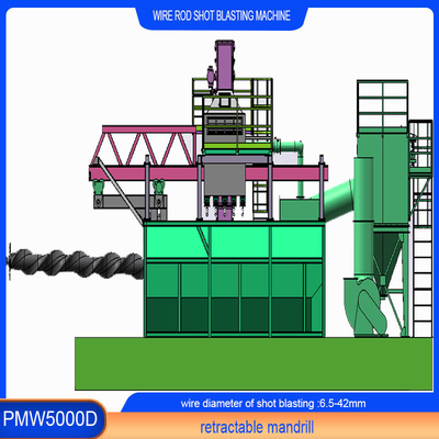 6m continue draadstaaf Shot Blasting Machine voor enkel mandrel aanpasbaar ontwerp