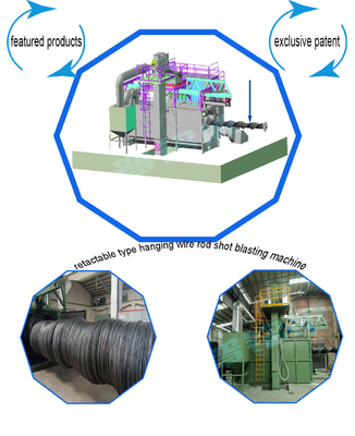 Kleurrijke blauwe en groene kleur Draadstaaf Shot Blasting Machine