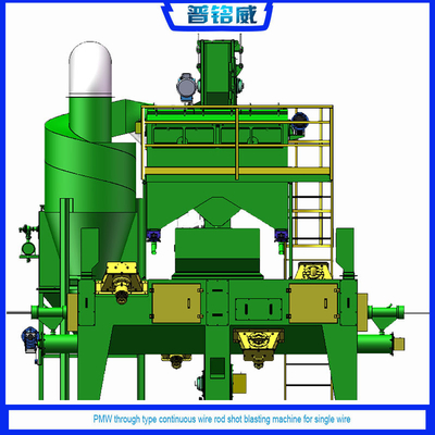 Continu Wire Rod Shot Blasting Machine 3-4 stuwkoppen voor aangepaste blazing