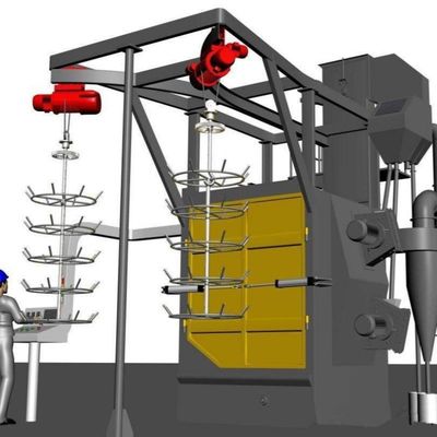 Stalen roestverwijderende hangende schietblaasmachine met een hoog reinigingsniveau