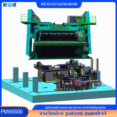 5500 mm Mandrill Pumingwei Draadstaaf spoel Shot Blasting Machine en automatische functie