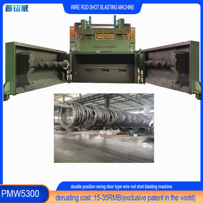 Hoog zuiverheidsdraadstaaf spoel Shot Blasting Reiniging Machine in groene kleur Chamber Shell