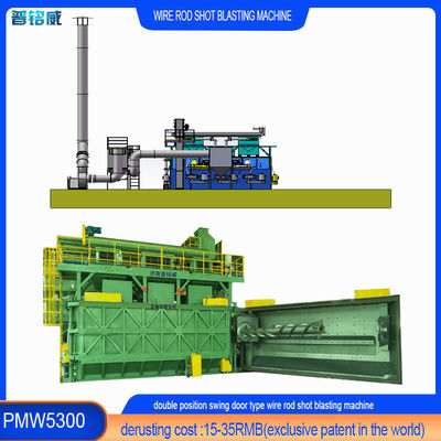 Wire Rod Coil Shot Blasting Machine voor koolstofarm staal tegen 15-35RMB/T Derusting Cost