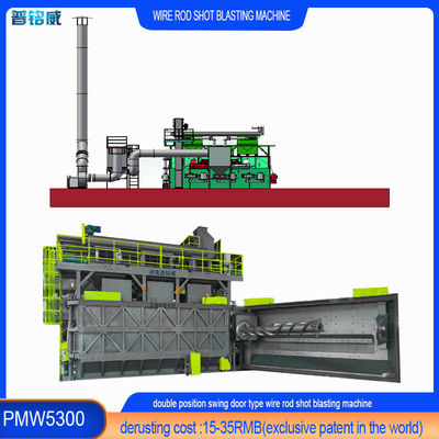 Wire Rod Coil Shot Blasting Machine voor koolstofarm staal tegen 15-35RMB/T Derusting Cost