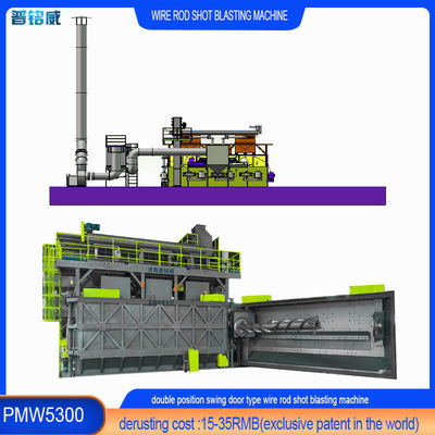 Wire Rod Coil Shot Blasting Machine voor koolstofarm staal tegen 15-35RMB/T Derusting Cost