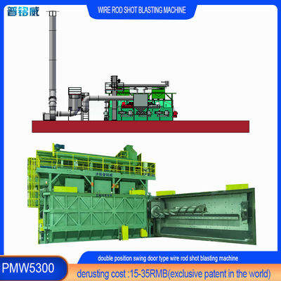 Twee kleuren draadstaaf spoel Shot Blasting Machine voor draad oppervlak Derusting bij Pumingwei