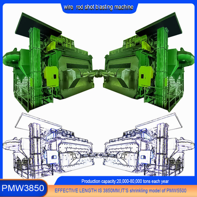 Wire Rod Coil Shot Blasting Machine met een productiecyclus en een laadcapaciteit van 2500 kg