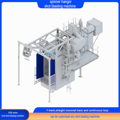 Hoog continue pass through rail spinner hanger shot blasting machine met haakjes