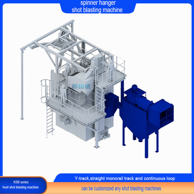 Advanced Crawler Abrator Spinner Hanger Shot Blasting Machine voor magnesium gietstukken