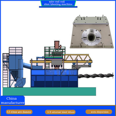 Vaste mandrel draadstaaf spoel Shot Blasting Machine voor een hoge zuiverheid en roestbestendige