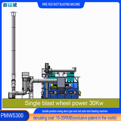 Draadstaaf spoel Shot Blasting Machine Dual Swing Door Structure 30kw/Set Impeller Head Power