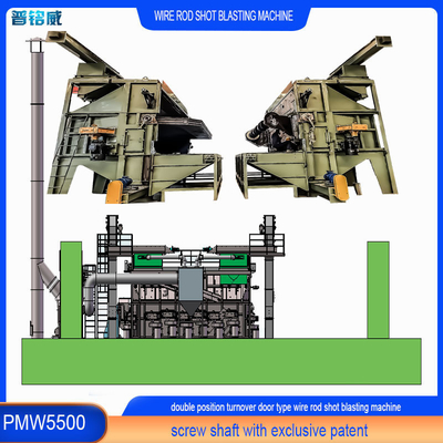 Stalen PMW5500 Swing Door Draadstaaf Spiraal Shot Blasting Machine met aangepaste kenmerken