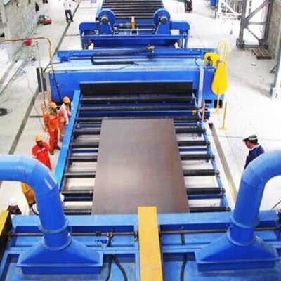 10 ton rollentafelblaasmachine voor het schoonmaken van het oppervlak van roestvrijstalen platen