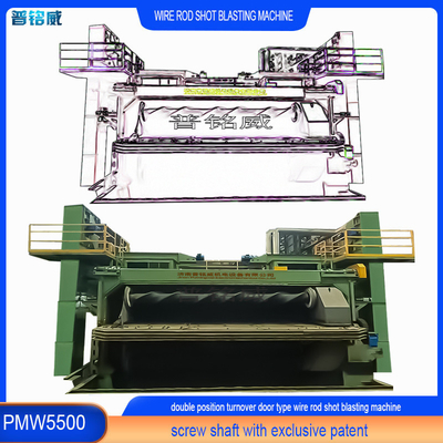 Wire Rod Coil Shot Blasting Machine PMW5500 voor roestvrijstalen draad 0,2-0,3% Draadverlies