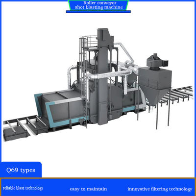 800 mm Pitch Roller Conveyor Shot Blasting Machine met 4 * 11kw Impeller Head Power en één