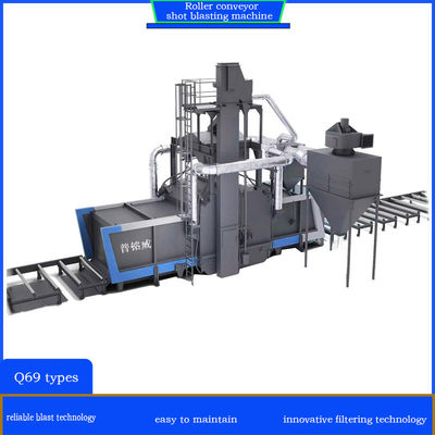 800 mm Pitch Roller Conveyor Shot Blasting Machine met 4 * 11kw Impeller Head Power en één