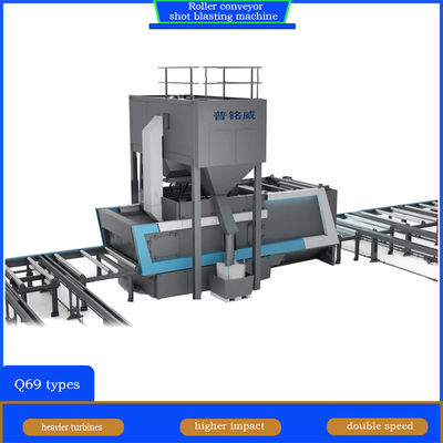 Geel en blauw rollend vervoerbandslagblaasmachine voor het schoonmaken van het oppervlak van stalen platen