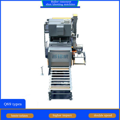 Geel en blauw rollend vervoerbandslagblaasmachine voor het schoonmaken van het oppervlak van stalen platen