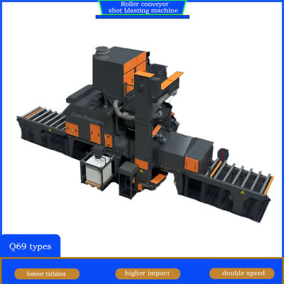 Geel en blauw rollend vervoerbandslagblaasmachine voor het schoonmaken van het oppervlak van stalen platen