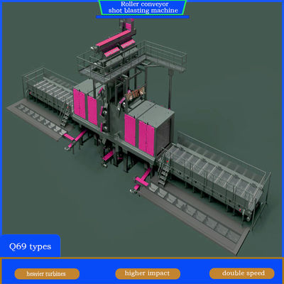 Verstelbare rolconveyor-schotblaasmachine voor onderhoudsarme blaasbehuizing