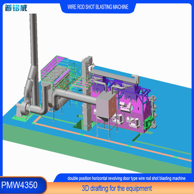 Productie-efficiëntie 3-6 spoelen per uur Draadoppervlak Derusting Shot Blasting Machine