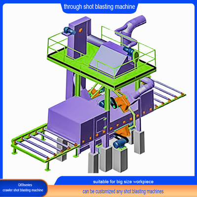 Staalconstructieonderdelen Roll Conveying Shot Blasting Machine voor op maat gemaakte productie
