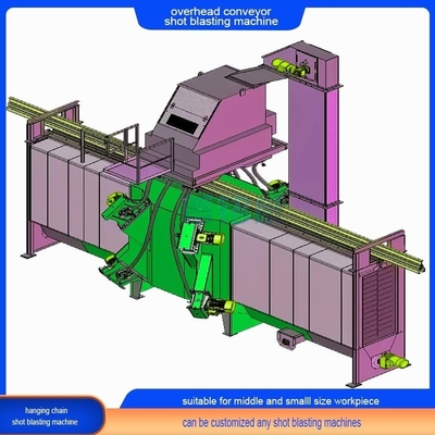 Elektrische overhead straight rail conveyor schot blaasmachine met meerdere kleuren