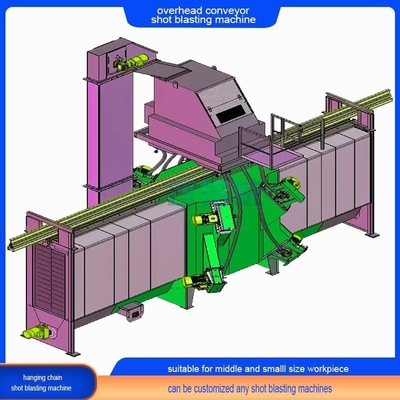 Elektrische overhead straight rail conveyor schot blaasmachine met meerdere kleuren
