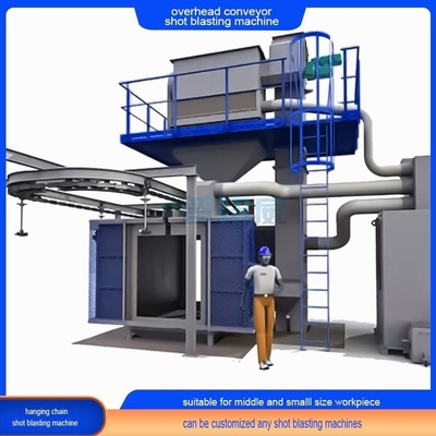 Critische reiniging Overhead Conveyor Shot Blasting Machine voor grote productievolumes