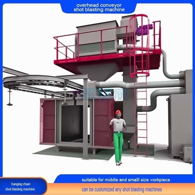 Overhead Monorail Hook Continuous Pass Through Conveyor Shot Blasting Machine met één
