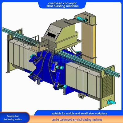 Hoge bedrijfsveiligheid Overhead Straight Rail Hook Conveyor Shot Blasting Machine