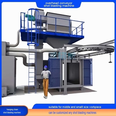 Automatische overhead rail hook conveyor shot blasting machine met compact en robuust ontwerp