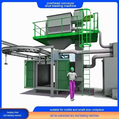 Automatische overhead rail hook conveyor shot blasting machine met compact en robuust ontwerp