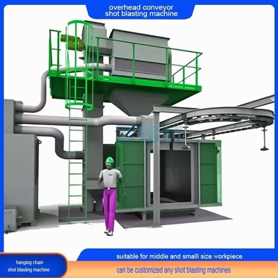 Automatische overhead rail hook conveyor shot blasting machine met compact en robuust ontwerp