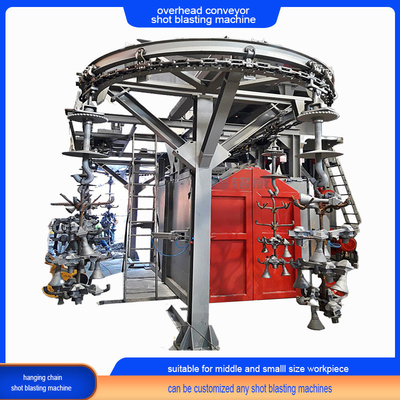 Elektrische overhead monorail hanger shot blasting reinigingsmachine met meerdere haakjes