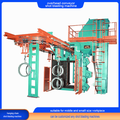 Q-serie Continuous Overhead Chain Conveyor Shot Blasting Machine voor kleine voorwerpen