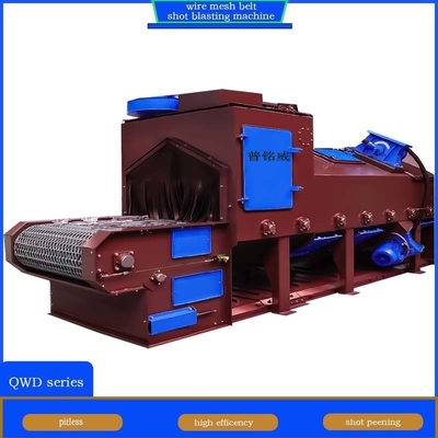 Geel en blauw draadgordelbandconveyor Shot Blasting Machine met specifiek ontwerp