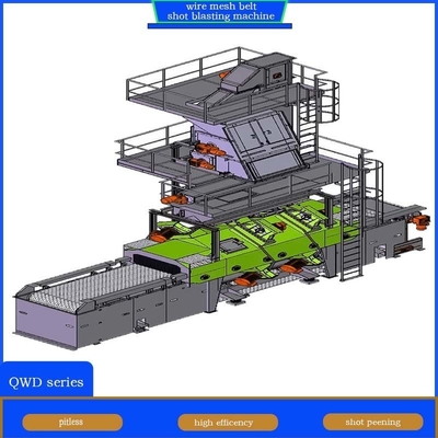 4 Blast Wheel Draad Mesh Gordel Conveyor Shot Blasting Machine Reiniging Dunne wanden Metalen