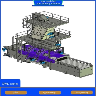 4 Blast Wheel Draad Mesh Gordel Conveyor Shot Blasting Machine Reiniging Dunne wanden Metalen