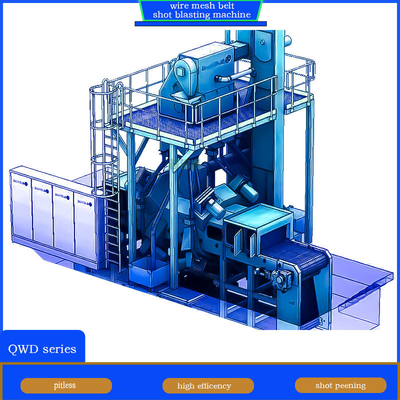 Autocomponenten Crawler Abrator Geel en blauw draadnet Gordel Shot Blasting Machine