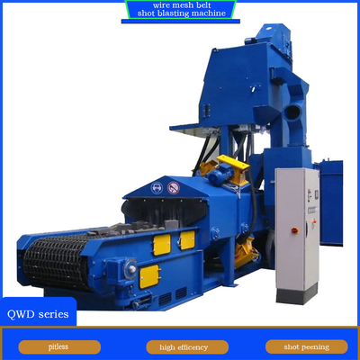 Geel en blauw draadgordelbandconveyor Shot Blasting Machine voor het ontkalken van het werkstuk
