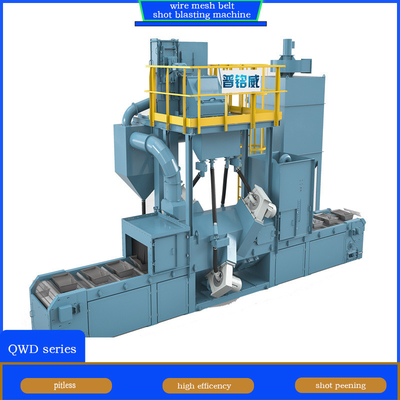 Aanpasbare draadgordelbandconveyor schot blaasmachine voor aluminium legering onderdelen