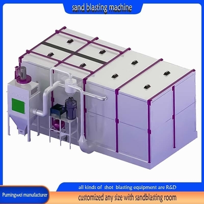 Op maat gemaakte High Speed Reiniging Equipment Sandblasting Booth met meerdere delen