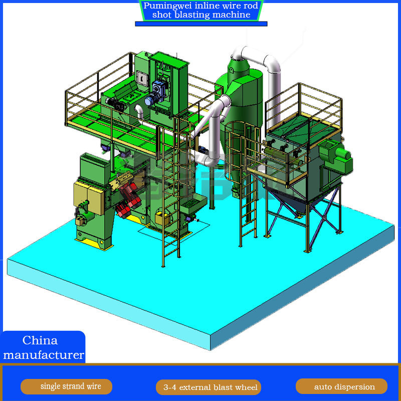 Elektrische brandstof Online Continuous Single Strand Wire Rod Shot Blasting for Bars Ontkalking