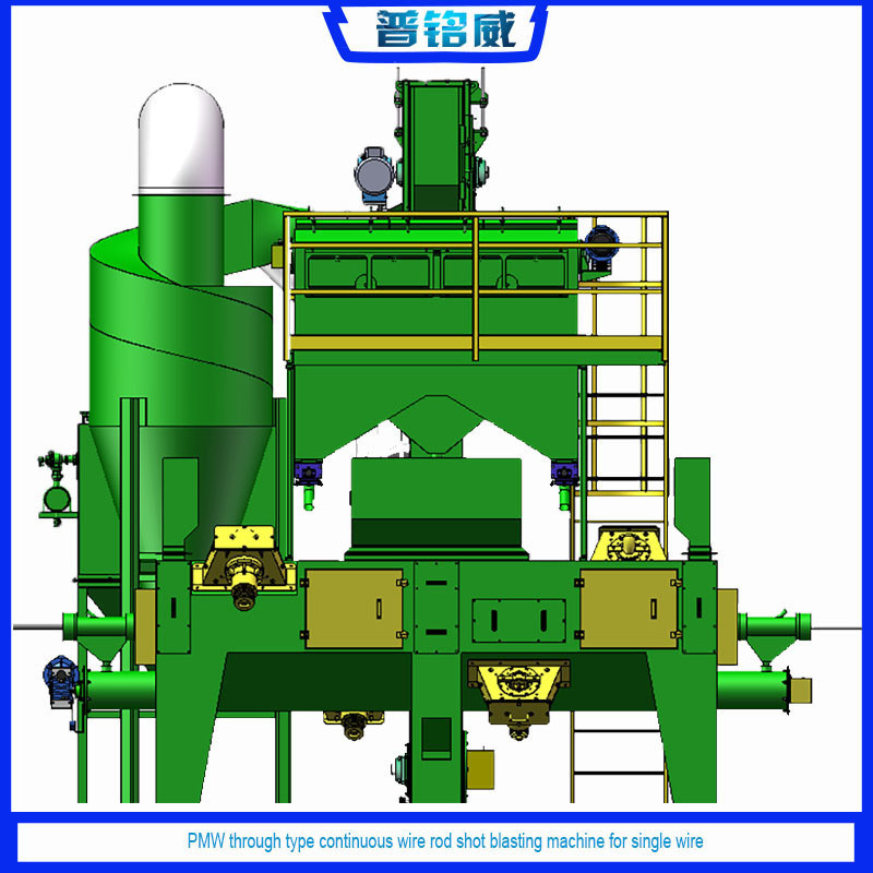 Continu Wire Rod Shot Blasting Machine 3-4 stuwkoppen voor aangepaste blazing