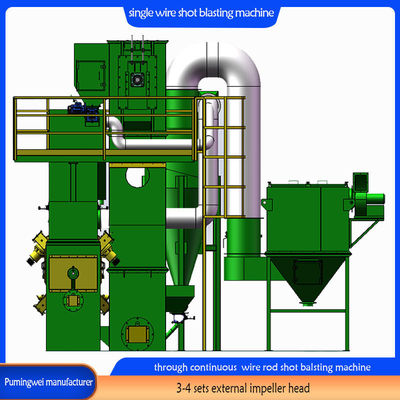 Continu Wire Rod Shot Blasting Machine voor alle draad metalen producten Maximale diameter 130 mm