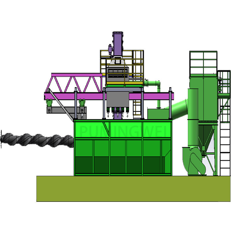 Op maat gemaakte PLC mobiele mandrel draadstaaf spoel Shot Blasting Machine voor uw vereiste