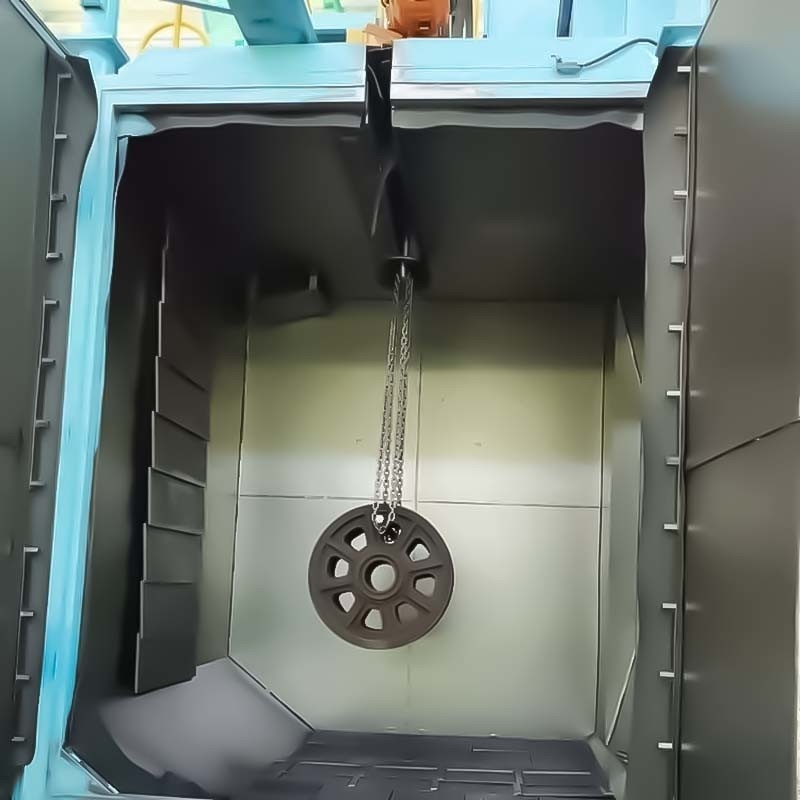 Hook-type schotblaasmachine voor hoogzuivere roestverwijdering van legeringswielen