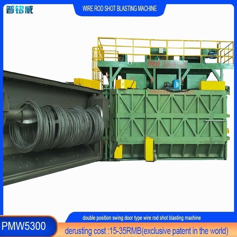 High Cleanness Swing Type Wire Rod Coil Shot Blasting Machine met optionele enkele deur
